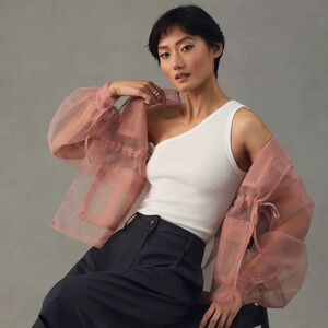 NWOT Anthropologie Pilcro Zeda Ribbed One Shoulder Top M White Staple Piece